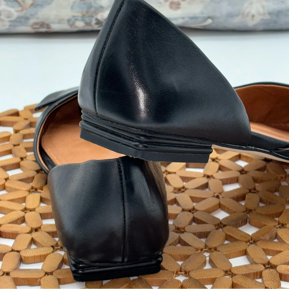 Franco Sarto Tracy half D’Orsay Black Leather Flats with Square Toe - Picture 3 of 7